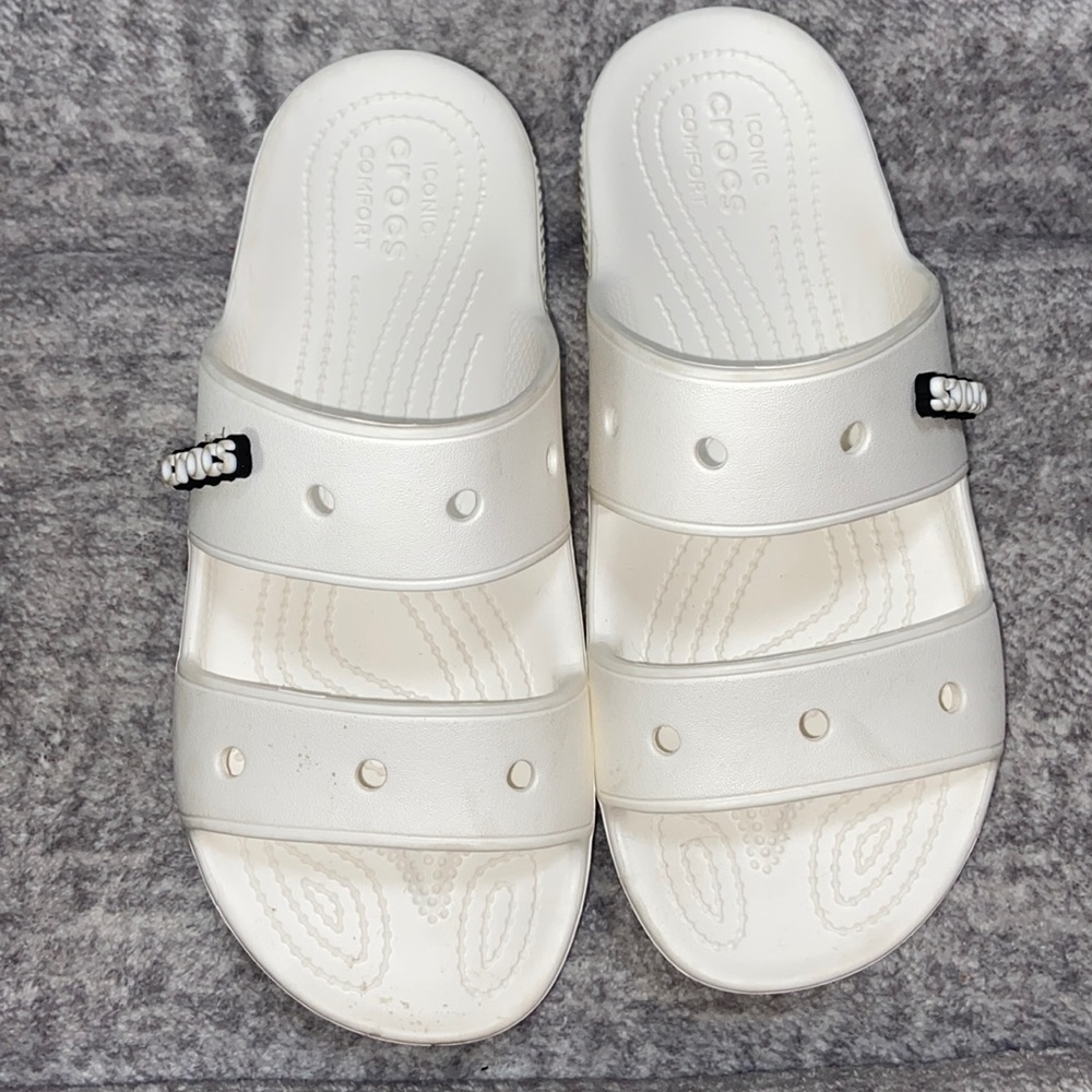 Slip on white croc sandals